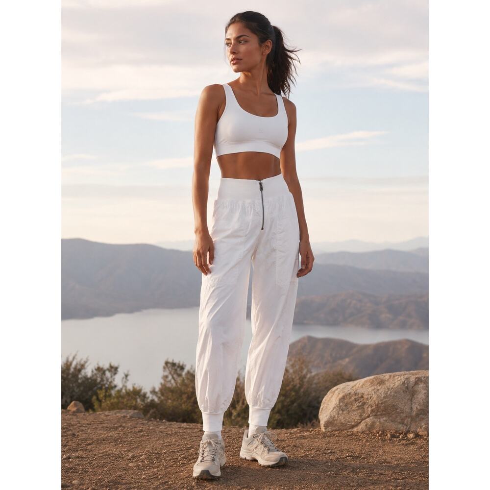 FREE PEOPLE White Nylon Front Zip Athleisure Jogger Style Track Pants Size XS